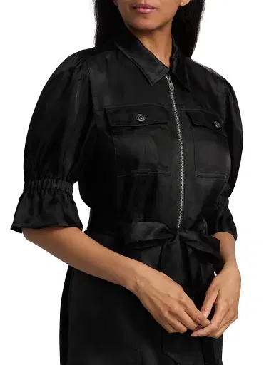 Cinq à Sept Women's Holly Satin Puff-Sleeve Minidress | Thumbnail 6 Cinq à Sept Women's Holly Satin Puff-Sleeve Minidress | Thumbnail 6