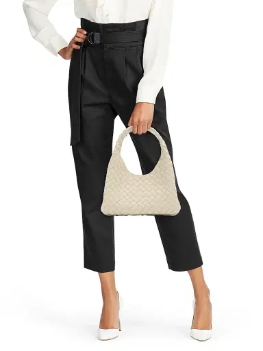 Bottega Veneta Women's Small Campana Intrecciato Leather Shoulder Bag - Sea Salt Brass | Thumbnail 2 Bottega Veneta Women's Small Campana Intrecciato Leather Shoulder Bag - Sea Salt Brass | Thumbnail 2