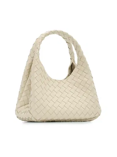 Bottega Veneta Women's Small Campana Intrecciato Leather Shoulder Bag - Sea Salt Brass | Thumbnail 3 Bottega Veneta Women's Small Campana Intrecciato Leather Shoulder Bag - Sea Salt Brass | Thumbnail 3