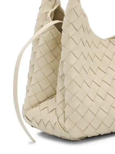 Bottega Veneta Women's Small Campana Intrecciato Leather Shoulder Bag - Sea Salt Brass | Thumbnail 5 Bottega Veneta Women's Small Campana Intrecciato Leather Shoulder Bag - Sea Salt Brass | Thumbnail 5