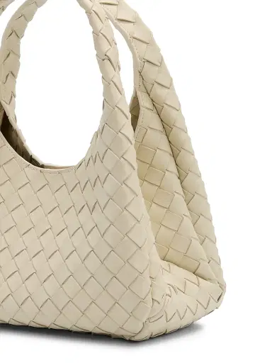 Bottega Veneta Women's Small Campana Intrecciato Leather Shoulder Bag - Sea Salt Brass | Thumbnail 6 Bottega Veneta Women's Small Campana Intrecciato Leather Shoulder Bag - Sea Salt Brass | Thumbnail 6