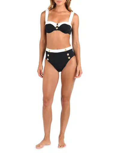 L'AGENCE Women's Colorblock Chic Alexandria Underwire Bikini Top - Black | Thumbnail 2 L'AGENCE Women's Colorblock Chic Alexandria Underwire Bikini Top - Black | Thumbnail 2