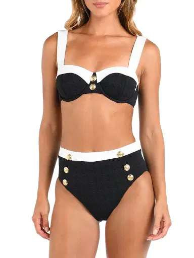 L'AGENCE Women's Colorblock Chic Alexandria Underwire Bikini Top - Black | Thumbnail 3 L'AGENCE Women's Colorblock Chic Alexandria Underwire Bikini Top - Black | Thumbnail 3