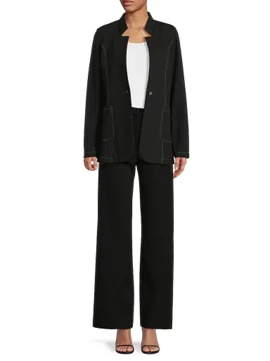 Misook Women's Tailored Ponte One-Button Blazer - Black White - Size XXL | Thumbnail 2 Misook Women's Tailored Ponte One-Button Blazer - Black White - Size XXL | Thumbnail 2