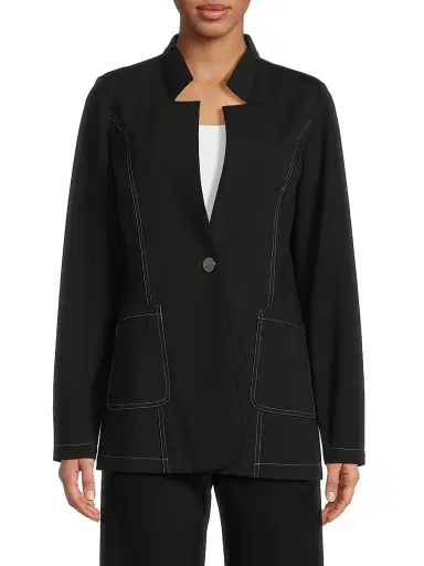 Misook Women's Tailored Ponte One-Button Blazer - Black White - Size XXL | Thumbnail 3 Misook Women's Tailored Ponte One-Button Blazer - Black White - Size XXL | Thumbnail 3