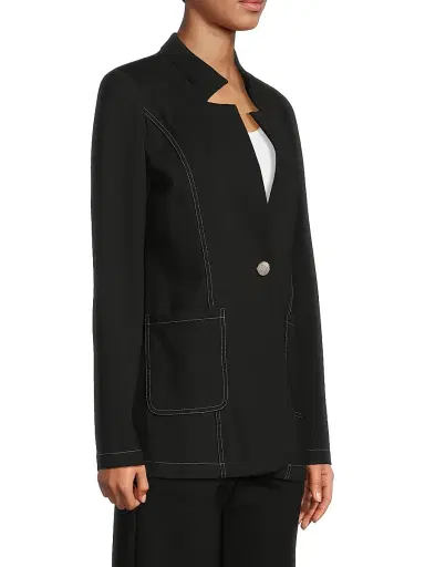 Misook Women's Tailored Ponte One-Button Blazer - Black White - Size XXL | Thumbnail 4 Misook Women's Tailored Ponte One-Button Blazer - Black White - Size XXL | Thumbnail 4