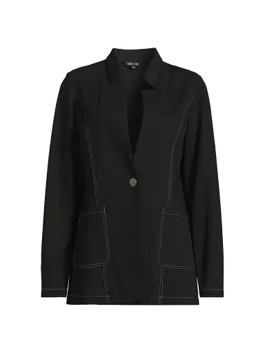 Misook Women's Tailored Ponte One-Button Blazer - Black White - Size XXL | Thumbnail 1 Misook Women's Tailored Ponte One-Button Blazer - Black White - Size XXL | Thumbnail 1