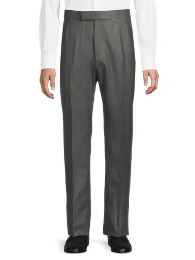 Thom Browne Men's Fit 1 Back-Strap Wool Twill Trousers - Grey | Thumbnail 3 Thom Browne Men's Fit 1 Back-Strap Wool Twill Trousers - Grey | Thumbnail 3