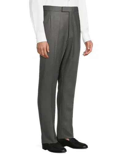 Thom Browne Men's Fit 1 Back-Strap Wool Twill Trousers - Grey | Thumbnail 4 Thom Browne Men's Fit 1 Back-Strap Wool Twill Trousers - Grey | Thumbnail 4