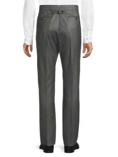 Thom Browne Men's Fit 1 Back-Strap Wool Twill Trousers - Grey | Thumbnail 5 Thom Browne Men's Fit 1 Back-Strap Wool Twill Trousers - Grey | Thumbnail 5