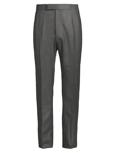 Thom Browne Men's Fit 1 Back-Strap Wool Twill Trousers - Grey | Thumbnail 1 Thom Browne Men's Fit 1 Back-Strap Wool Twill Trousers - Grey | Thumbnail 1