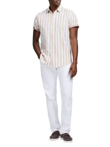 Robert Graham Men's Preston Striped Short-Sleeve Shirt - Khaki - Size XXL | Thumbnail 2 Robert Graham Men's Preston Striped Short-Sleeve Shirt - Khaki - Size XXL | Thumbnail 2