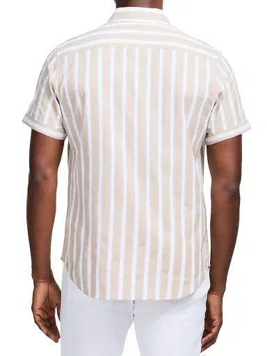 Robert Graham Men's Preston Striped Short-Sleeve Shirt - Khaki - Size XXL | Thumbnail 5 Robert Graham Men's Preston Striped Short-Sleeve Shirt - Khaki - Size XXL | Thumbnail 5