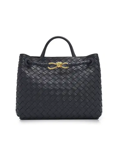 Bottega Veneta Women's Andiamo Medium Intrecciato Leather Top-Handle Bag - Midnight | Thumbnail 1 Bottega Veneta Women's Andiamo Medium Intrecciato Leather Top-Handle Bag - Midnight | Thumbnail 1