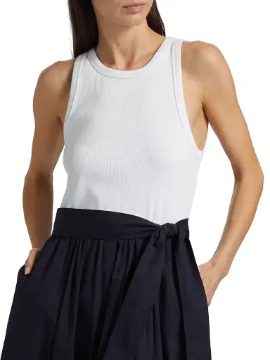 Cinq à Sept Women's Zayla Split Midi-Dress - White Navy | Thumbnail 6 Cinq à Sept Women's Zayla Split Midi-Dress - White Navy | Thumbnail 6