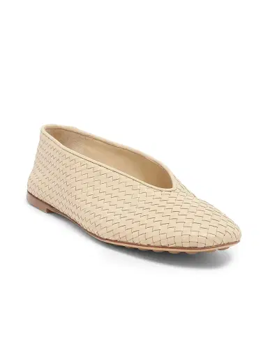 Bottega Veneta Women's Rosa Intrecciato Leather Flats - Tufo - Size 6 | Thumbnail 2 Bottega Veneta Women's Rosa Intrecciato Leather Flats - Tufo - Size 6 | Thumbnail 2
