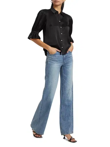Cinq à Sept Women's Fiona Silk Puff-Sleeve Blouse - Black - Size XL | Thumbnail 2 Cinq à Sept Women's Fiona Silk Puff-Sleeve Blouse - Black - Size XL | Thumbnail 2