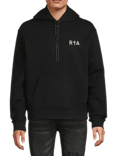 RTA Men's Dion Cross Cotton Hoodie - Black White Cross - Size Small | Thumbnail 3 RTA Men's Dion Cross Cotton Hoodie - Black White Cross - Size Small | Thumbnail 3