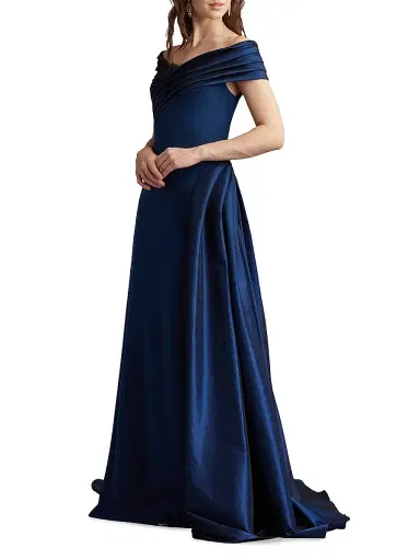 Tadashi Shoji Women's Elysian Draped Overlay Train Gown | Thumbnail 3 Tadashi Shoji Women's Elysian Draped Overlay Train Gown | Thumbnail 3