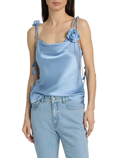 Cinq à Sept Women's Trailing Flower Marta Silk Cami - Blue Wisteria | Thumbnail 3 Cinq à Sept Women's Trailing Flower Marta Silk Cami - Blue Wisteria | Thumbnail 3