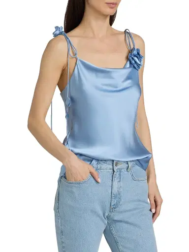 Cinq à Sept Women's Trailing Flower Marta Silk Cami - Blue Wisteria | Thumbnail 4 Cinq à Sept Women's Trailing Flower Marta Silk Cami - Blue Wisteria | Thumbnail 4