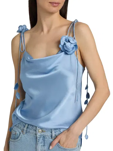 Cinq à Sept Women's Trailing Flower Marta Silk Cami - Blue Wisteria | Thumbnail 6 Cinq à Sept Women's Trailing Flower Marta Silk Cami - Blue Wisteria | Thumbnail 6