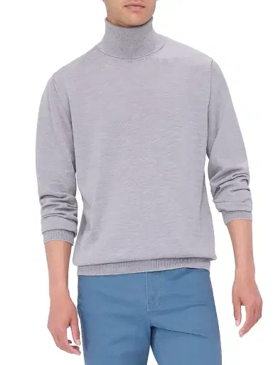 Bugatchi Men's Sawyer Turtleneck Sweater - Platinum | Thumbnail 3 Bugatchi Men's Sawyer Turtleneck Sweater - Platinum | Thumbnail 3