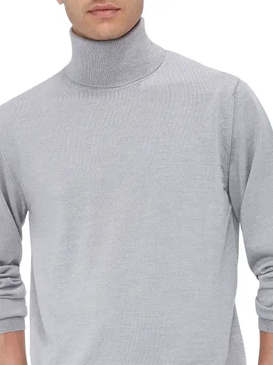 Bugatchi Men's Sawyer Turtleneck Sweater - Platinum | Thumbnail 6 Bugatchi Men's Sawyer Turtleneck Sweater - Platinum | Thumbnail 6