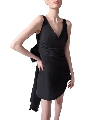 Carolina Herrera Women's Nicola Silk Bow Minidress - Black - Size 10 | Thumbnail 4 Carolina Herrera Women's Nicola Silk Bow Minidress - Black - Size 10 | Thumbnail 4