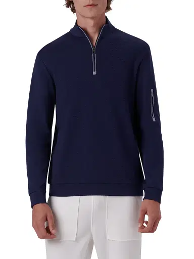 Bugatchi Men's Quarter-Zip Knit Jacket - Navy - Size XXL | Thumbnail 3 Bugatchi Men's Quarter-Zip Knit Jacket - Navy - Size XXL | Thumbnail 3