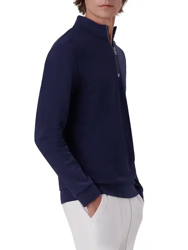 Bugatchi Men's Quarter-Zip Knit Jacket - Navy - Size XXL | Thumbnail 4 Bugatchi Men's Quarter-Zip Knit Jacket - Navy - Size XXL | Thumbnail 4