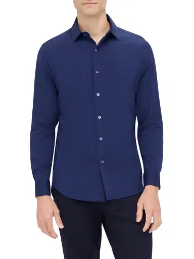 Bugatchi Men's OoohCotton Tech Button-Up Shirt - Navy | Thumbnail 3 Bugatchi Men's OoohCotton Tech Button-Up Shirt - Navy | Thumbnail 3