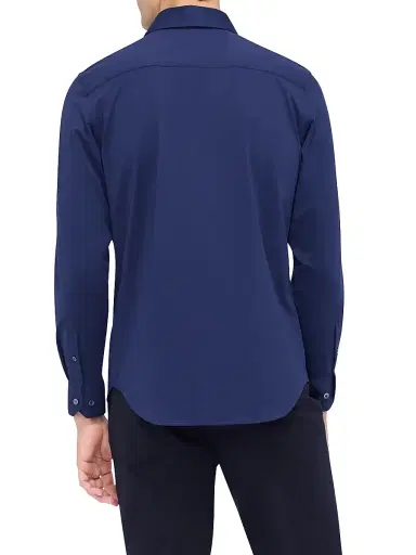 Bugatchi Men's OoohCotton Tech Button-Up Shirt - Navy | Thumbnail 5 Bugatchi Men's OoohCotton Tech Button-Up Shirt - Navy | Thumbnail 5