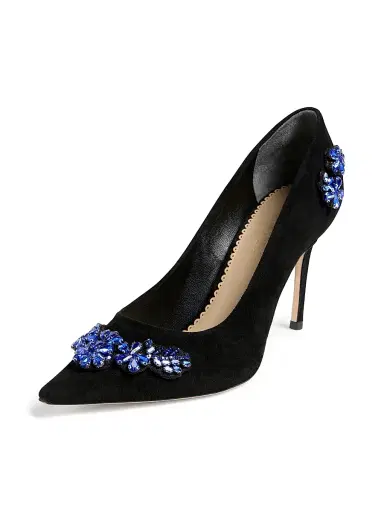 Cinq à Sept Women's Jodie 8MM Crystal-Embellished Suede Pumps - Black Blue Crystal | Thumbnail 2 Cinq à Sept Women's Jodie 8MM Crystal-Embellished Suede Pumps - Black Blue Crystal | Thumbnail 2