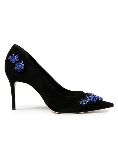 Cinq à Sept Women's Jodie 8MM Crystal-Embellished Suede Pumps - Black Blue Crystal | Thumbnail 1 Cinq à Sept Women's Jodie 8MM Crystal-Embellished Suede Pumps - Black Blue Crystal | Thumbnail 1