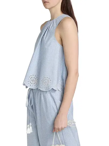 Cinq à Sept Women's Jessa Gingham Eyelet Cotton-Blend Top - Lilac Opal | Thumbnail 4 Cinq à Sept Women's Jessa Gingham Eyelet Cotton-Blend Top - Lilac Opal | Thumbnail 4
