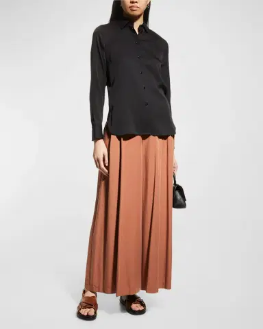 Vince Slim-Fit Long-Sleeve Stretch-Silk Blouse | Thumbnail 2 Vince Slim-Fit Long-Sleeve Stretch-Silk Blouse | Thumbnail 2