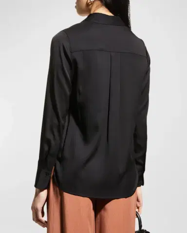 Vince Slim-Fit Long-Sleeve Stretch-Silk Blouse | Thumbnail 3 Vince Slim-Fit Long-Sleeve Stretch-Silk Blouse | Thumbnail 3
