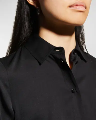 Vince Slim-Fit Long-Sleeve Stretch-Silk Blouse | Thumbnail 5 Vince Slim-Fit Long-Sleeve Stretch-Silk Blouse | Thumbnail 5
