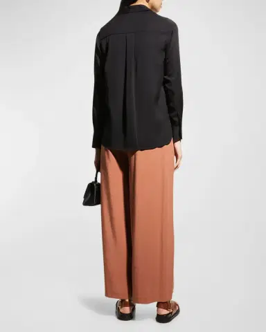 Vince Slim-Fit Long-Sleeve Stretch-Silk Blouse | Thumbnail 6 Vince Slim-Fit Long-Sleeve Stretch-Silk Blouse | Thumbnail 6