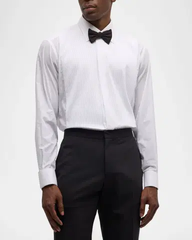 Brioni Pleated Poplin French-Cuff Dress Shirt | Thumbnail 2 Brioni Pleated Poplin French-Cuff Dress Shirt | Thumbnail 2