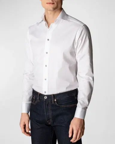 Eton Contemporary-Fit Twill Shirt with Gray Buttons | Thumbnail 2 Eton Contemporary-Fit Twill Shirt with Gray Buttons | Thumbnail 2