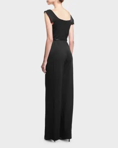 BLACK HALO Jackie Cap-Sleeve Belted Wide-Leg Jumpsuit | Thumbnail 2 BLACK HALO Jackie Cap-Sleeve Belted Wide-Leg Jumpsuit | Thumbnail 2