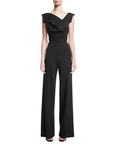 BLACK HALO Jackie Cap-Sleeve Belted Wide-Leg Jumpsuit | Thumbnail 1 BLACK HALO Jackie Cap-Sleeve Belted Wide-Leg Jumpsuit | Thumbnail 1