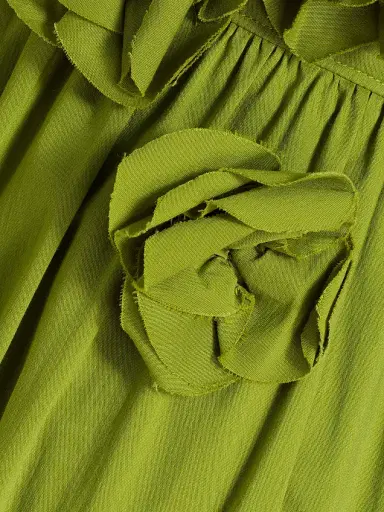 Cinq à Sept Women's Kael Embellished Cotton-Blend Tiered Midi-Dress - Dark Lime | Thumbnail 7 Cinq à Sept Women's Kael Embellished Cotton-Blend Tiered Midi-Dress - Dark Lime | Thumbnail 7