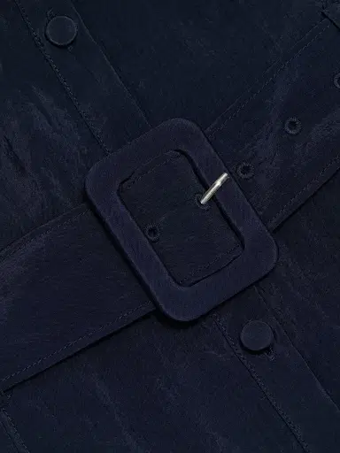 Cinq à Sept Women's Daliah Bubble-Hem Belted Midi-Shirtdress - Navy | Thumbnail 7 Cinq à Sept Women's Daliah Bubble-Hem Belted Midi-Shirtdress - Navy | Thumbnail 7