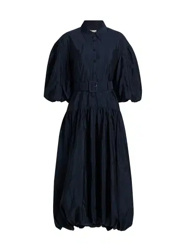 Cinq à Sept Women's Daliah Bubble-Hem Belted Midi-Shirtdress - Navy | Thumbnail 1 Cinq à Sept Women's Daliah Bubble-Hem Belted Midi-Shirtdress - Navy | Thumbnail 1