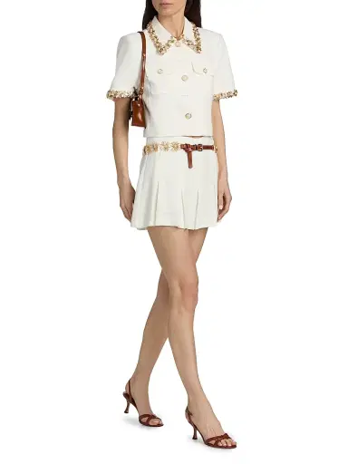 Cinq à Sept Women's Aanya Sunflare Pleated Belted Skort - Champagne | Thumbnail 2 Cinq à Sept Women's Aanya Sunflare Pleated Belted Skort - Champagne | Thumbnail 2