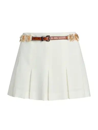Cinq à Sept Women's Aanya Sunflare Pleated Belted Skort - Champagne | Thumbnail 1 Cinq à Sept Women's Aanya Sunflare Pleated Belted Skort - Champagne | Thumbnail 1