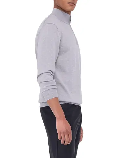 Bugatchi Men's Spencer Wool Half-Zip Sweater - Platinum | Thumbnail 3 Bugatchi Men's Spencer Wool Half-Zip Sweater - Platinum | Thumbnail 3